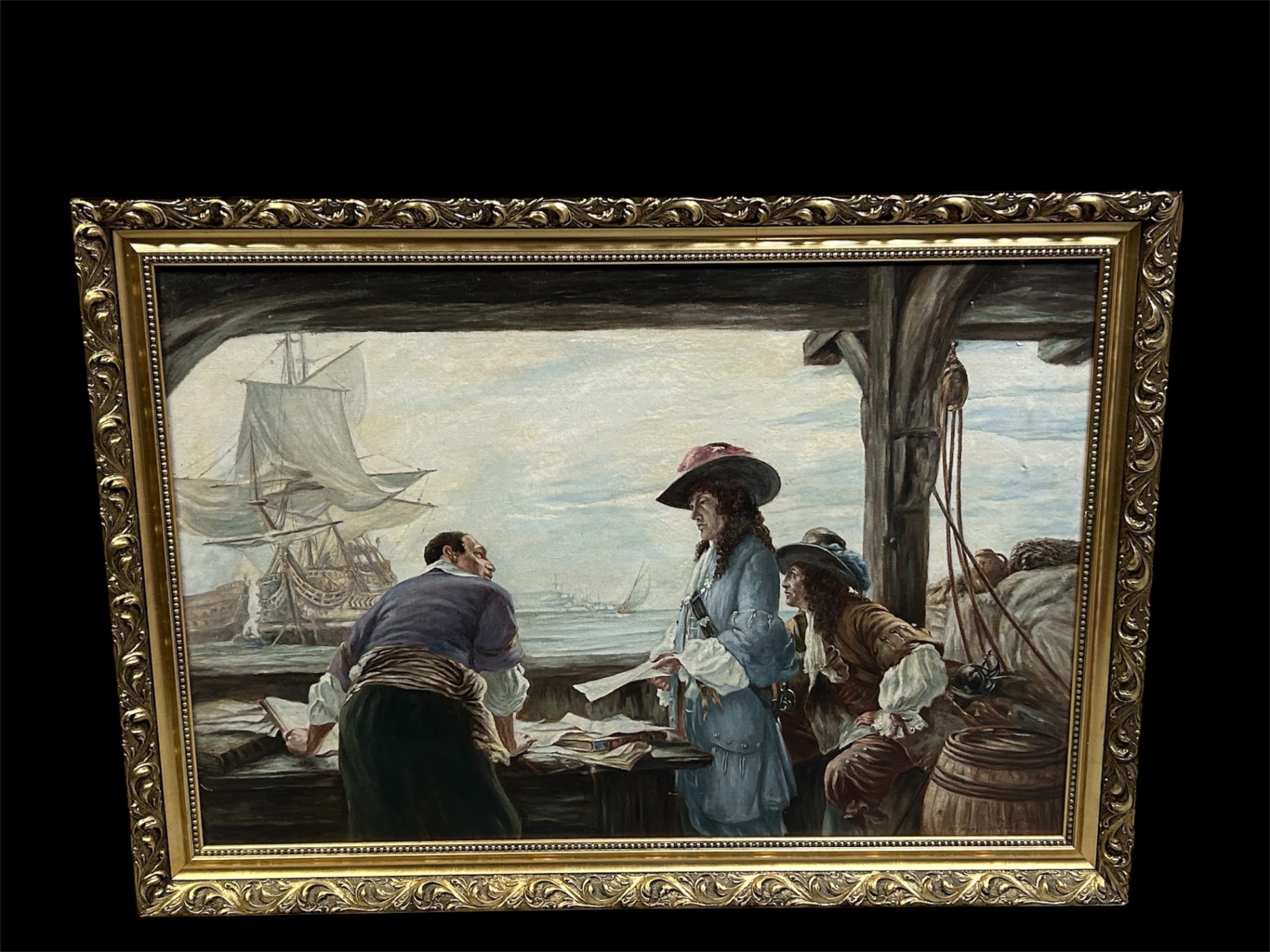 Antique 20th Century Maritime Oil Painting on Canvas Signed - image 1 of 5