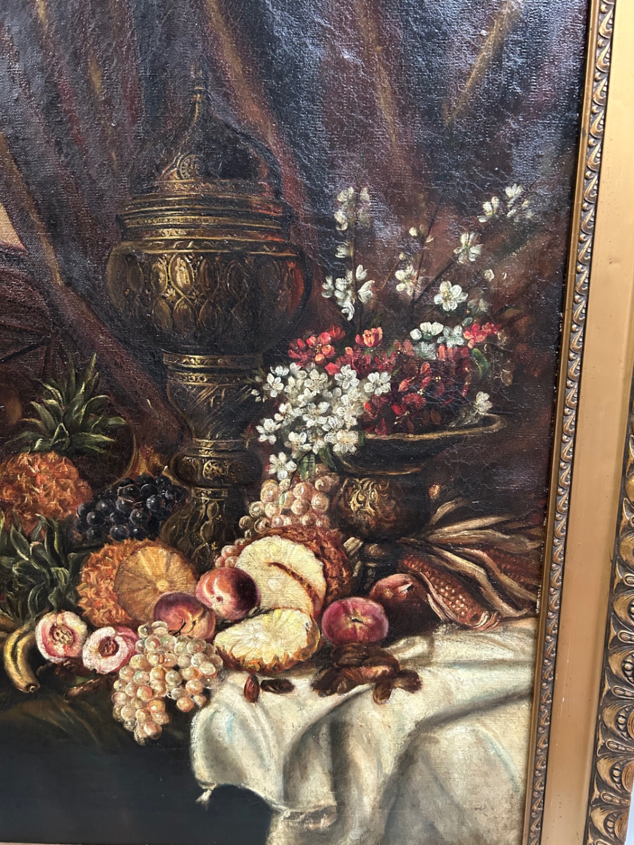 Antique Still Life Oil on Canvas  - image 3 of 5