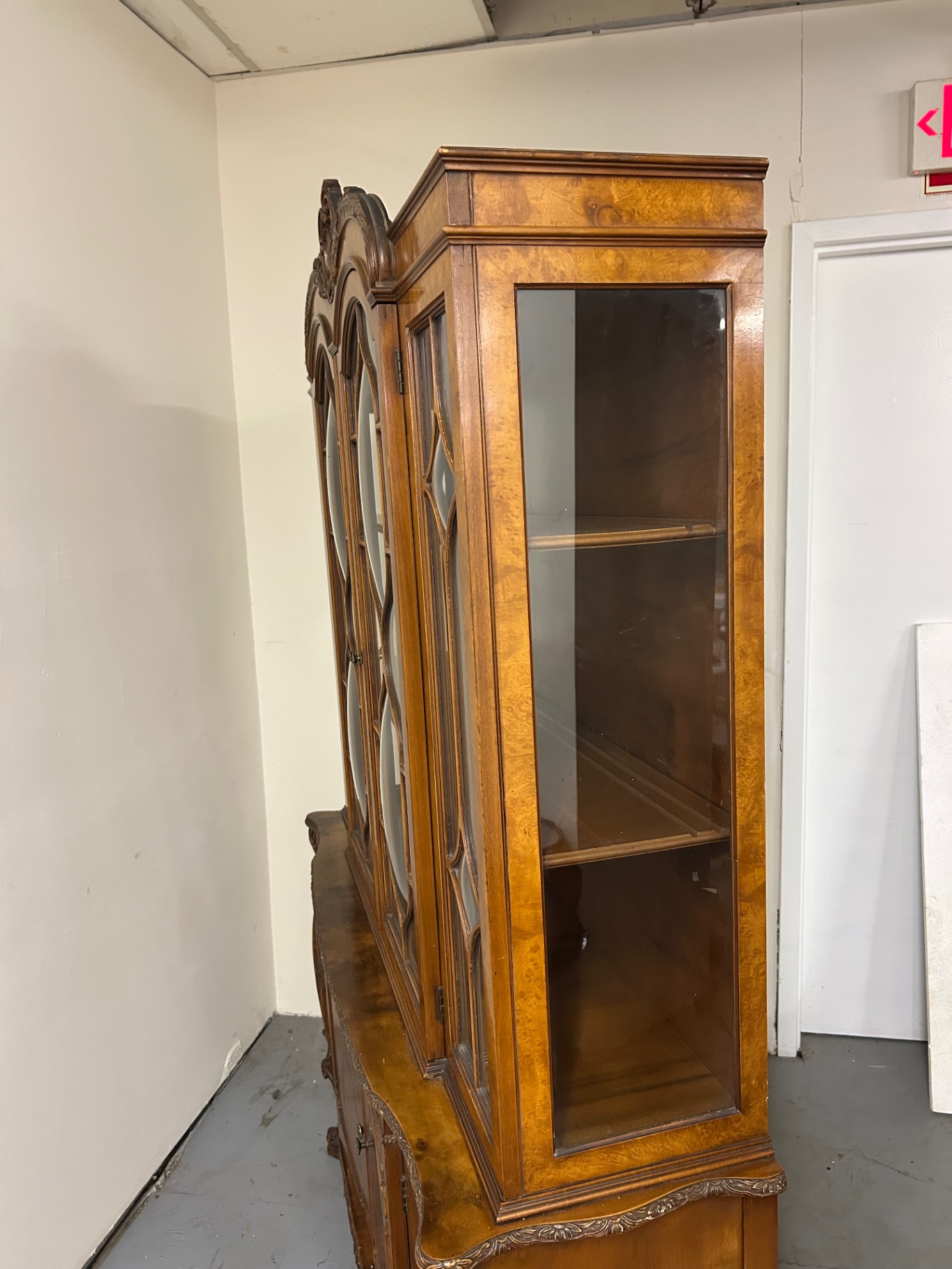 Burlwood Carved Hutch China Cabinet  - image 2 of 8