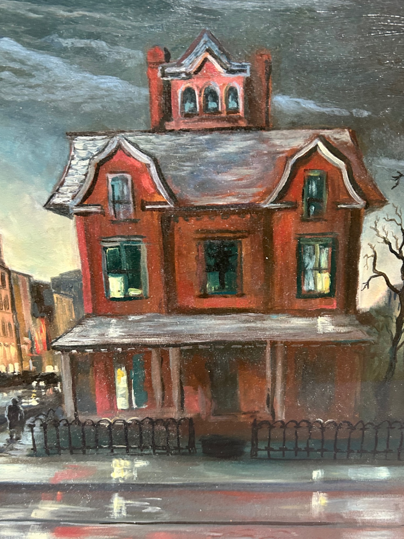 Street Scene Cityscape Rustic Home Oil Painting - image 3 of 4