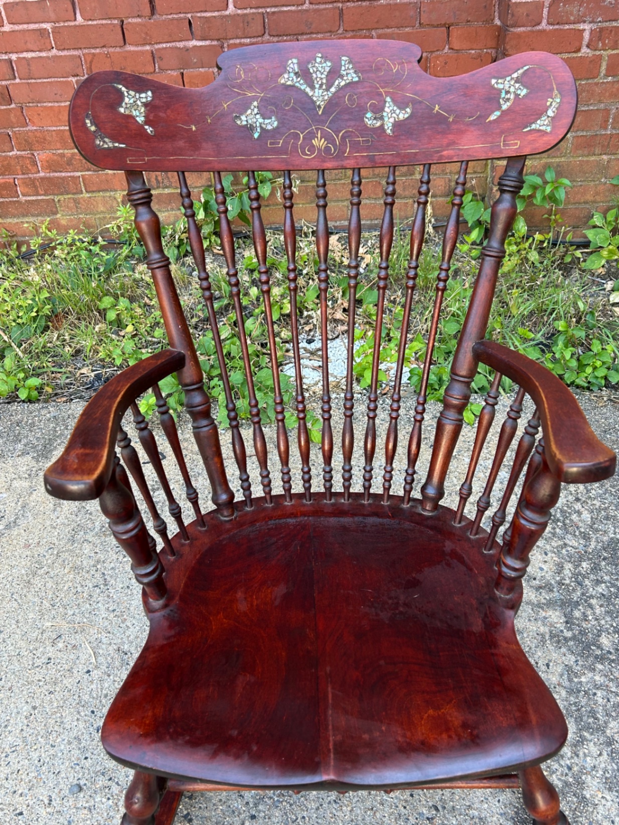 Antique Inlaid Mother of Pearl Rocker  - image 2 of 4