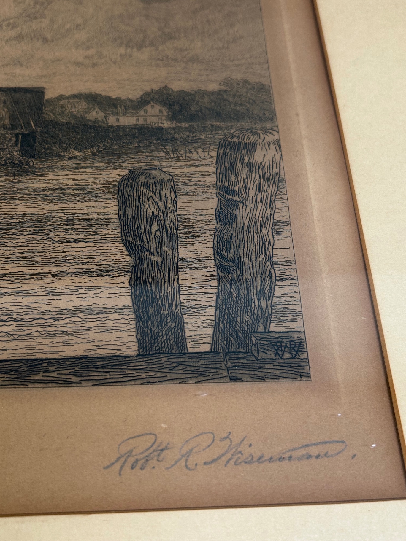 Signed Robert Wisenman Covered Bridge Etching  - image 3 of 5