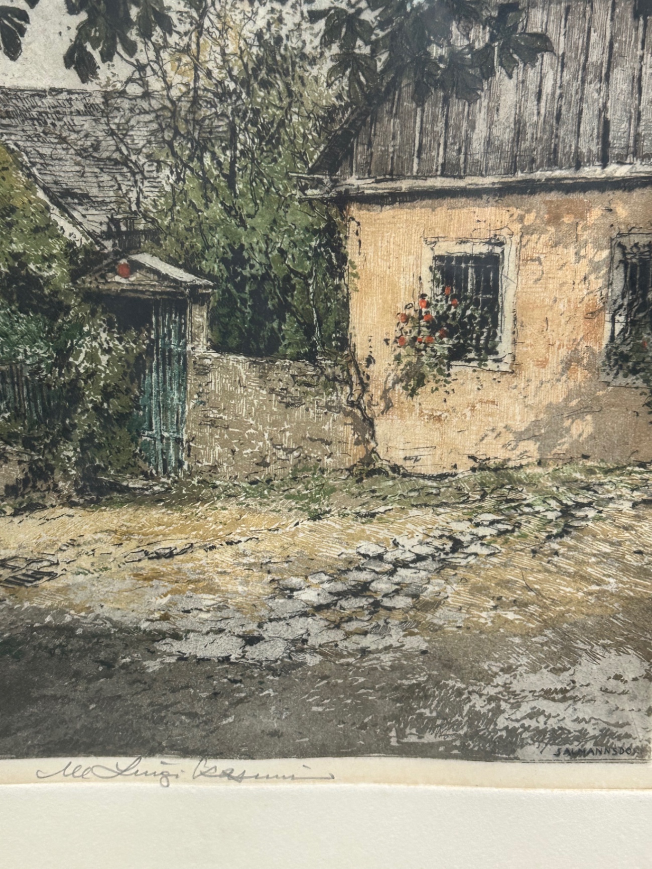 Luigi Kasimir Colored Etching "Salmannsdorf" John Strauss House Vienna Austria - image 2 of 6