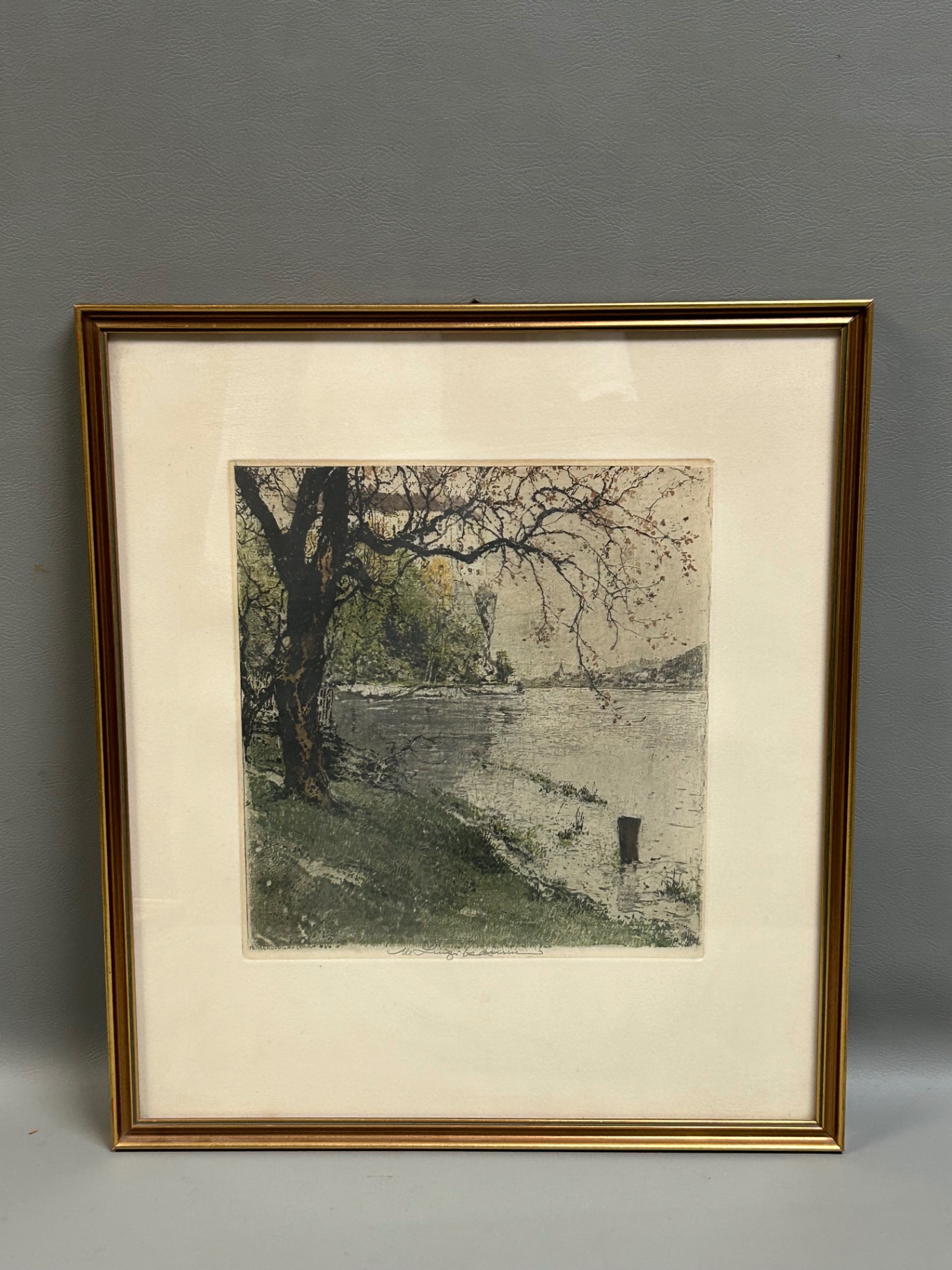 Luigi Kasimir Colored Etching "Persenbeug Castle" Vienna Austria - image 1 of 4