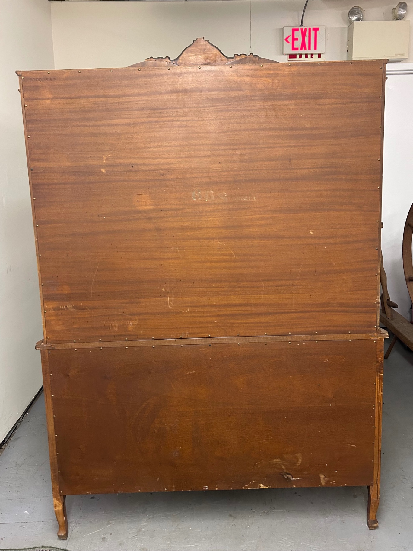 Burlwood Carved Hutch China Cabinet  - image 3 of 8