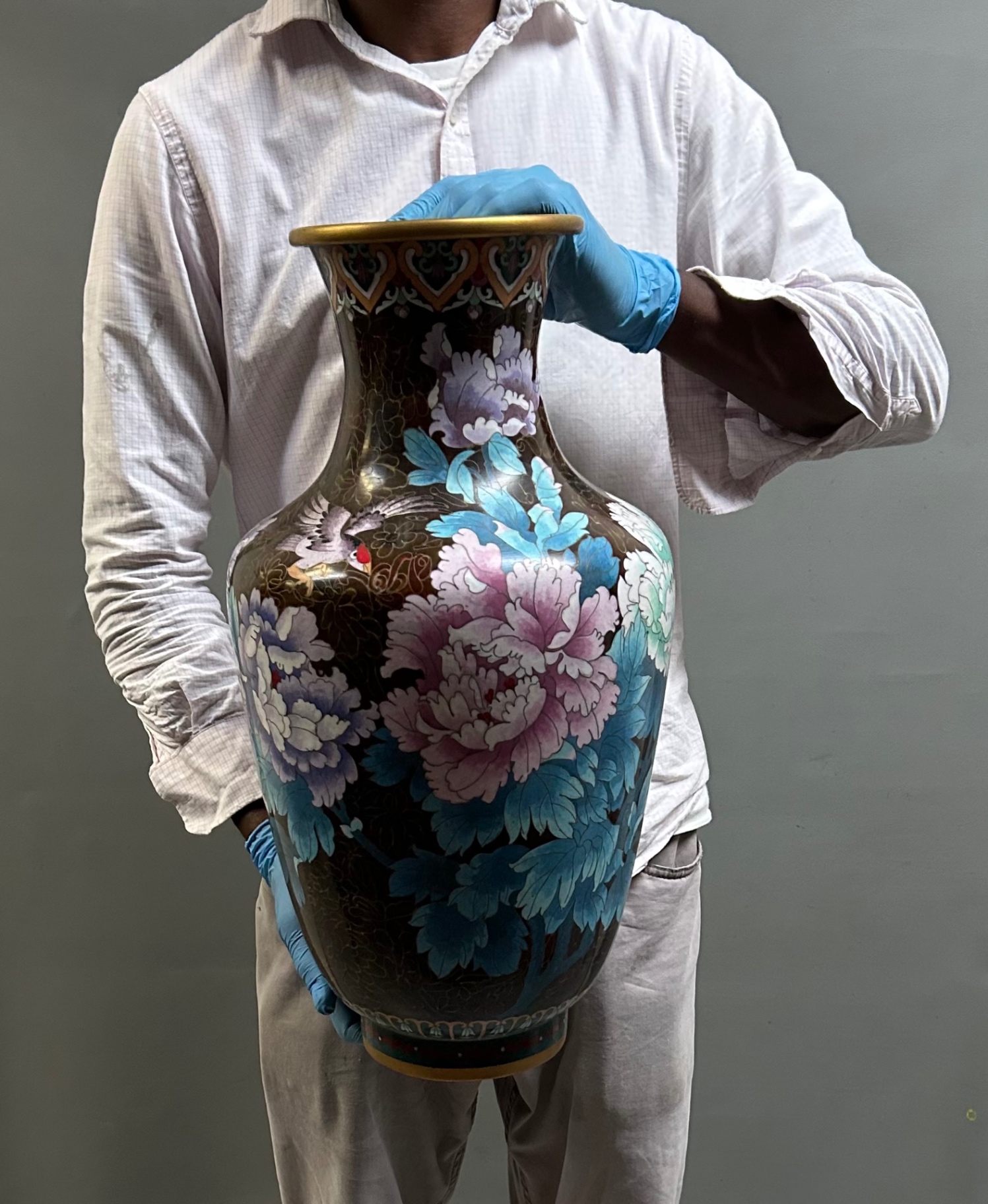 Cloisonne Bird and Floral Vase  - image 2 of 5