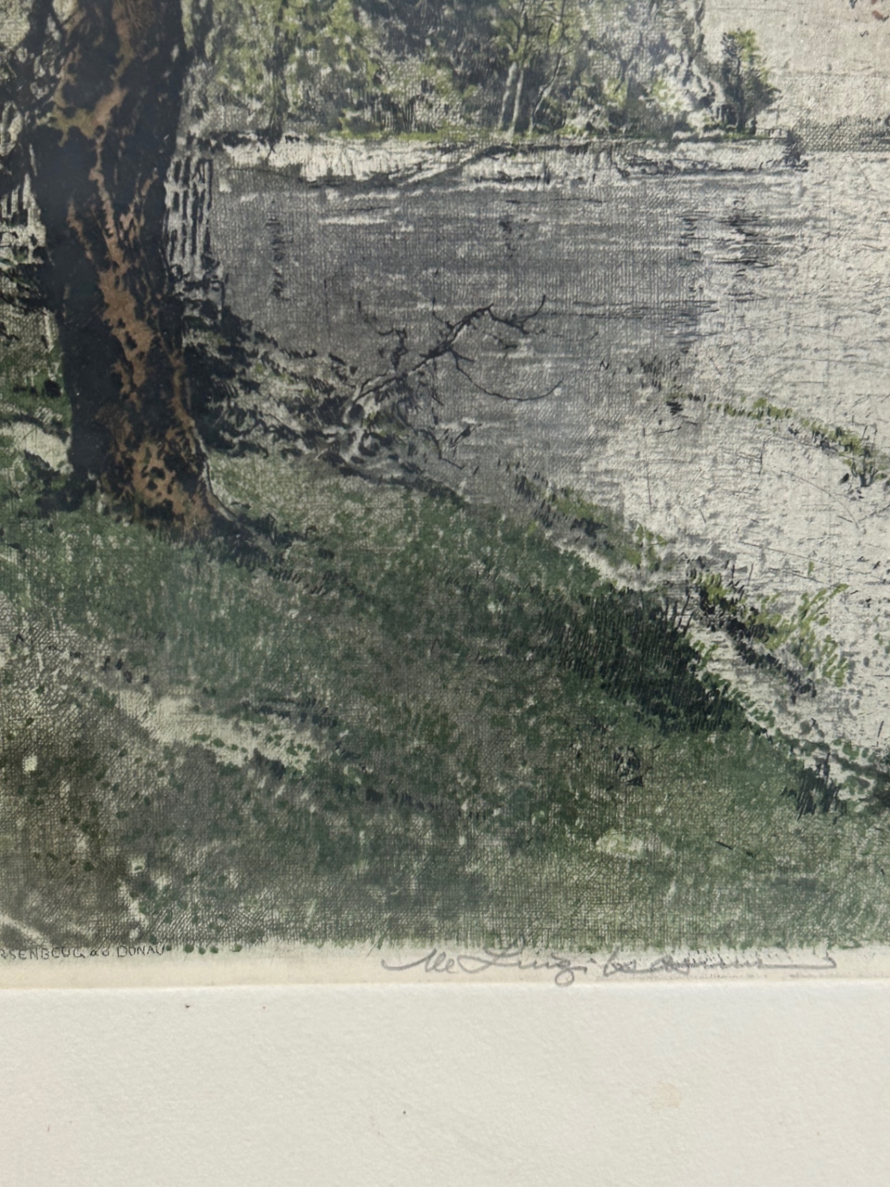 Luigi Kasimir Colored Etching "Persenbeug Castle" Vienna Austria - image 2 of 4