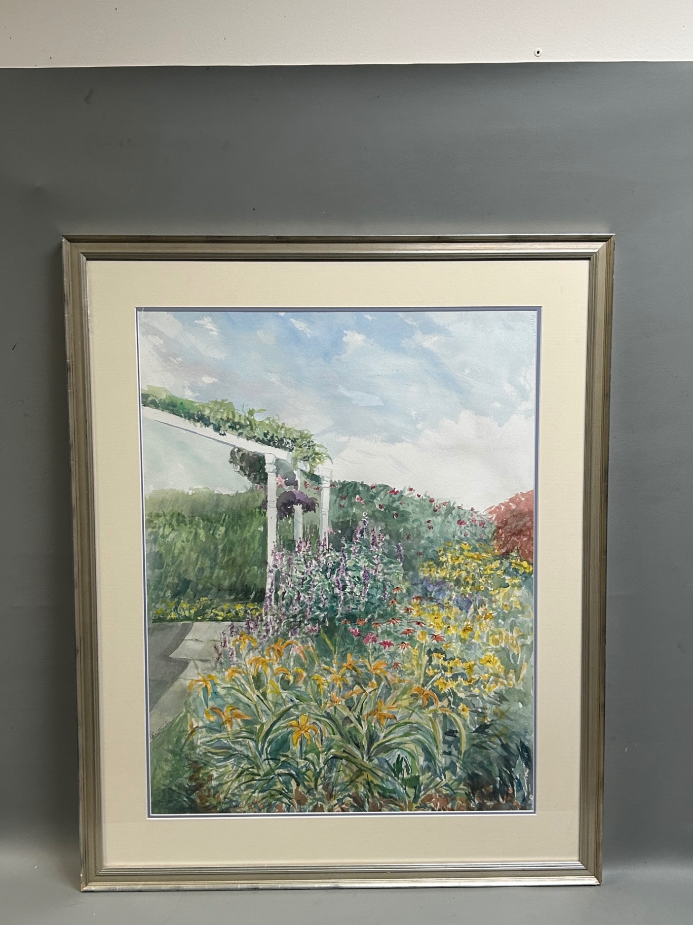 Signed Penny Chittenden Garden Landscape Watercolor  - image 1 of 4