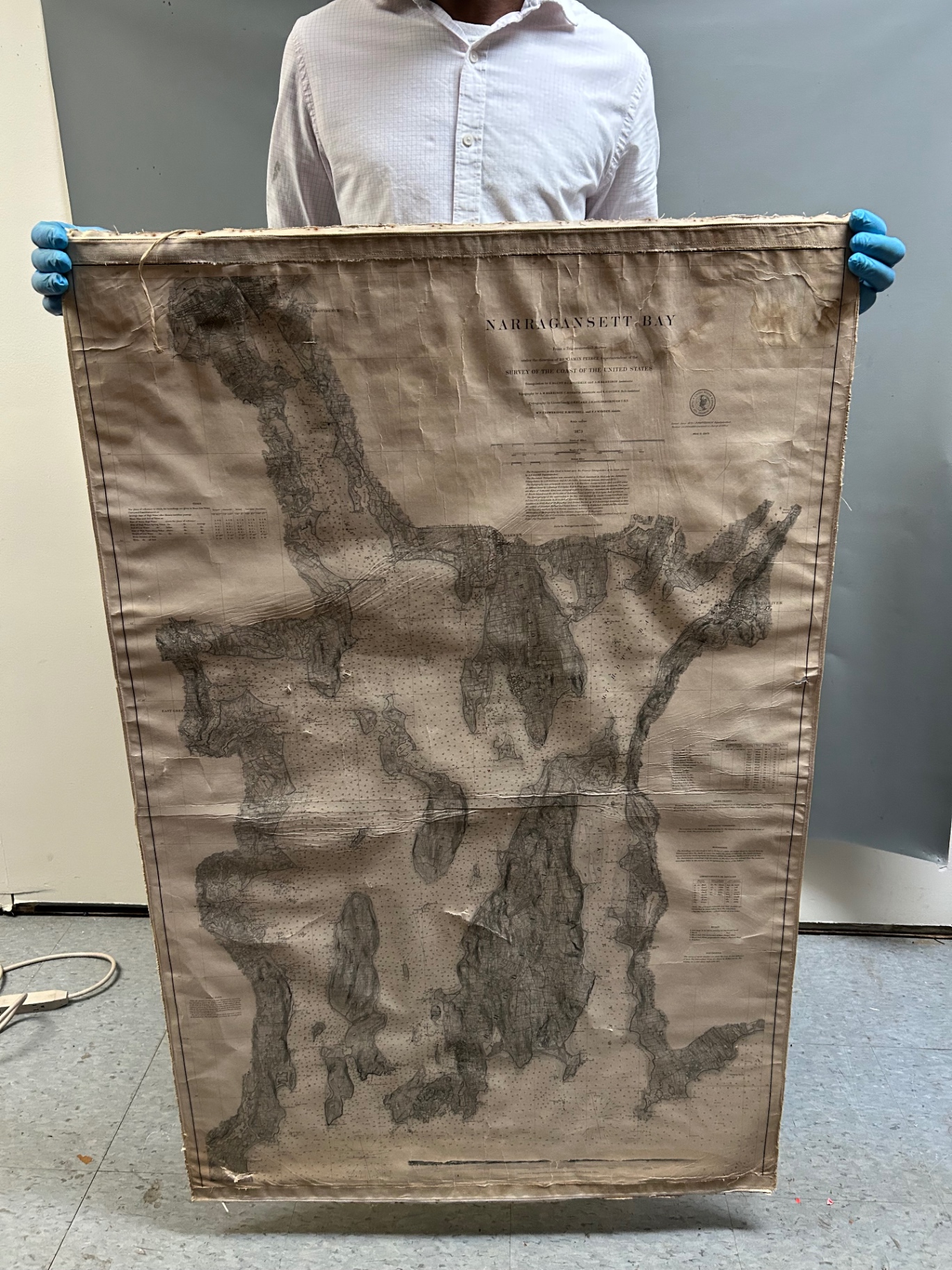 Historic Nautical Chart Mounted on Linen of Narragansett Bay Rhode Island  - image 6 of 6