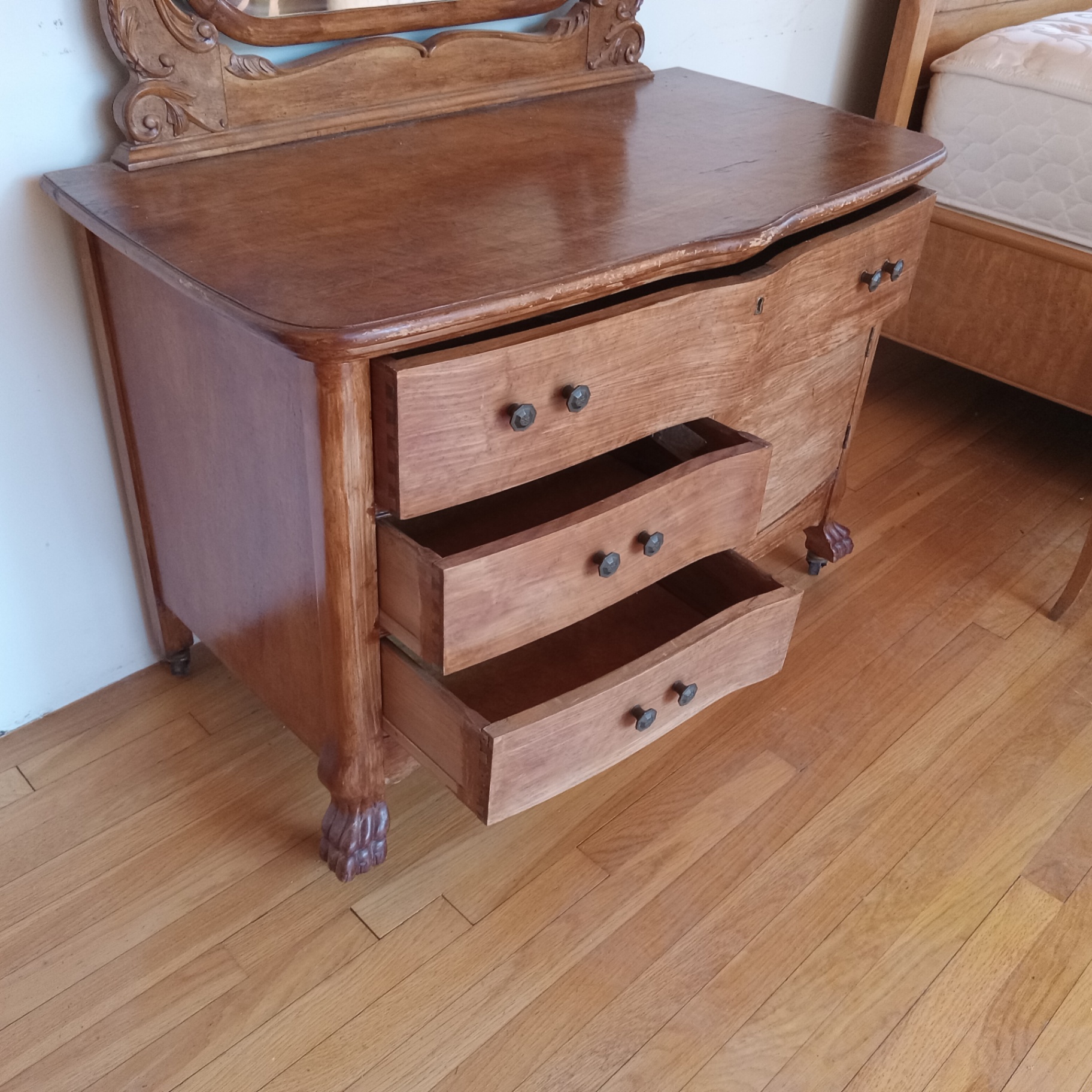 Antique Vanity/Dresser w/Mirror and Chair - image 16 of 32