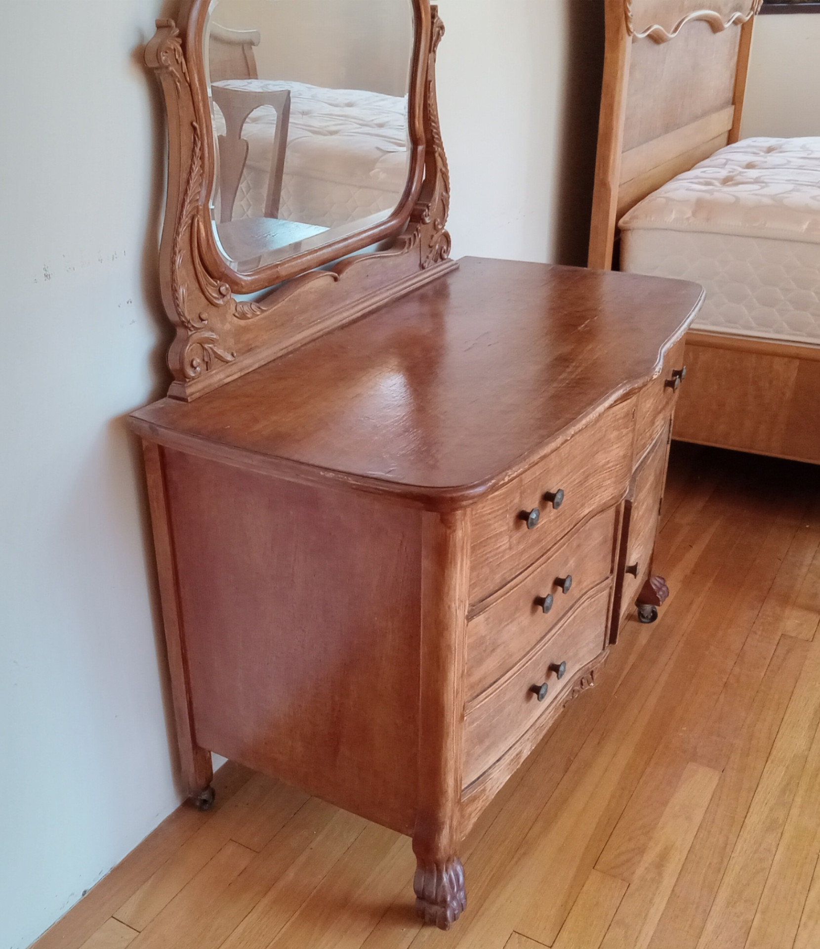 Antique Vanity/Dresser w/Mirror and Chair - image 10 of 32
