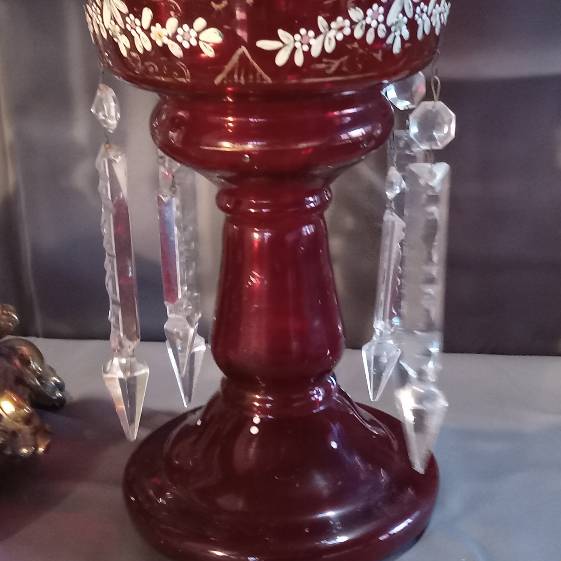 Antique Red & Pink Glass Lustres - image 18 of 19