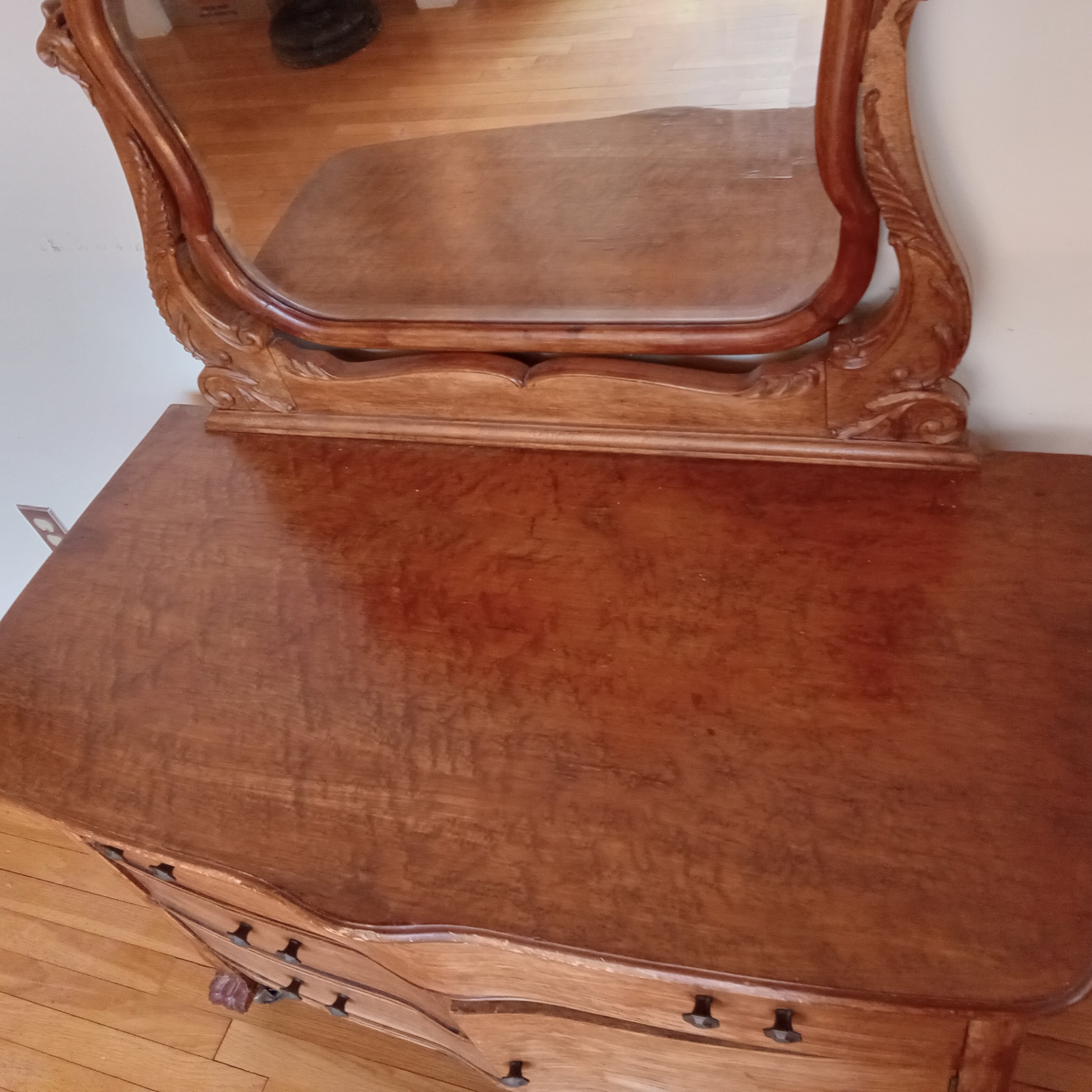 Antique Vanity/Dresser w/Mirror and Chair - image 3 of 32