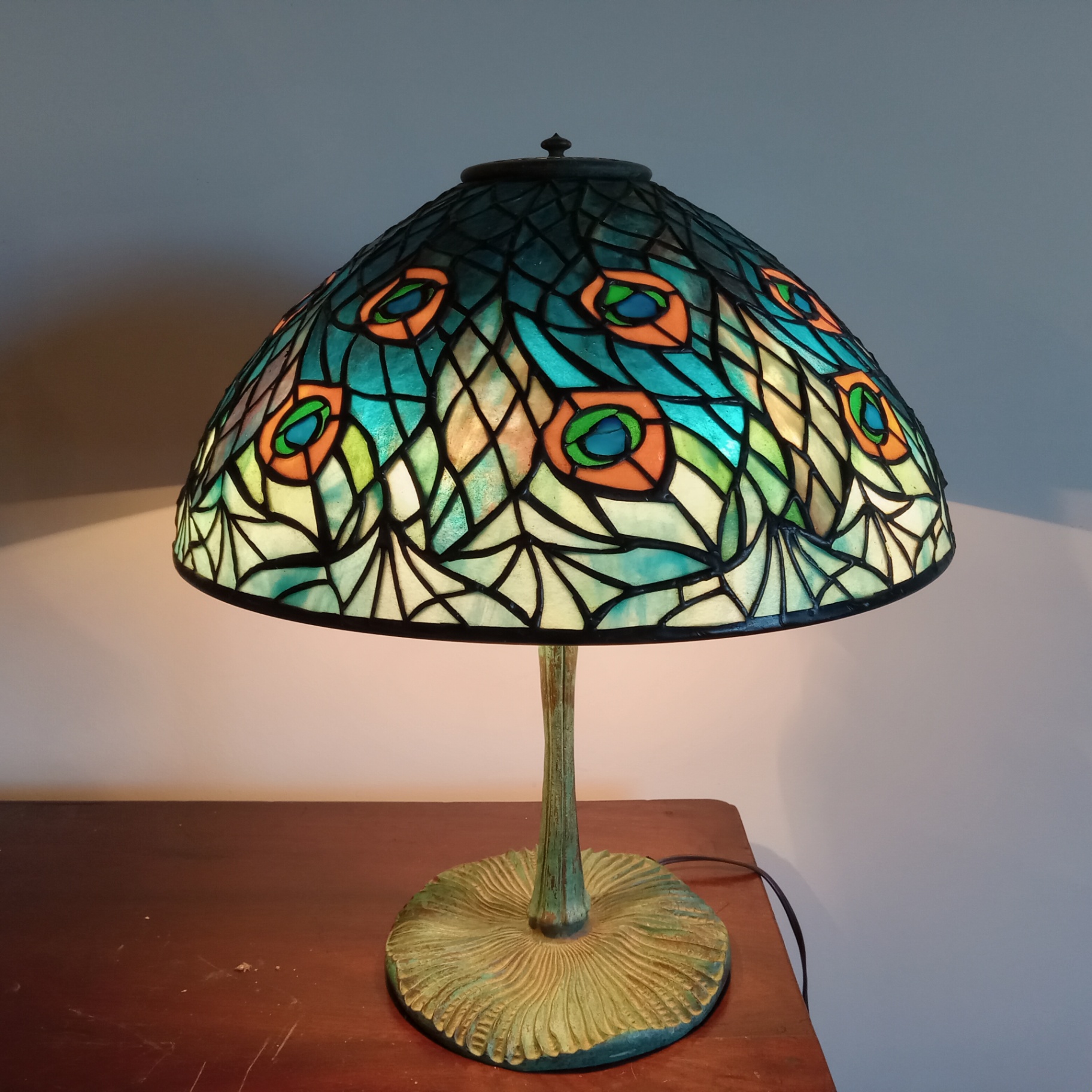 Tiffany-Style Peacock Shade Table Lamp - image 1 of 9