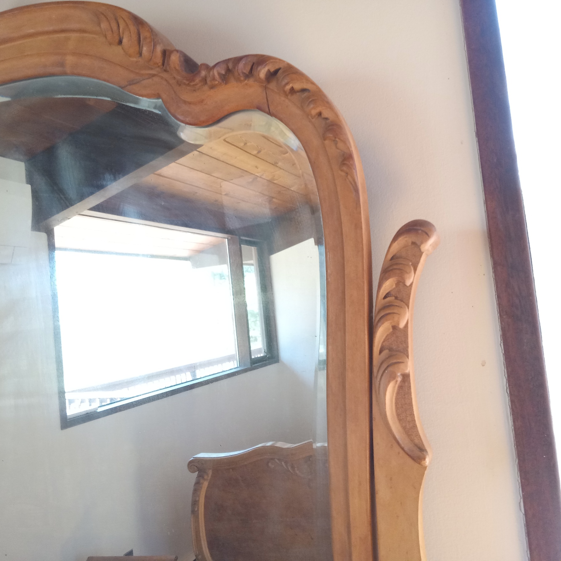 Antique Bird's Eye Maple Vanity w/Mirror & Bench - image 11 of 35
