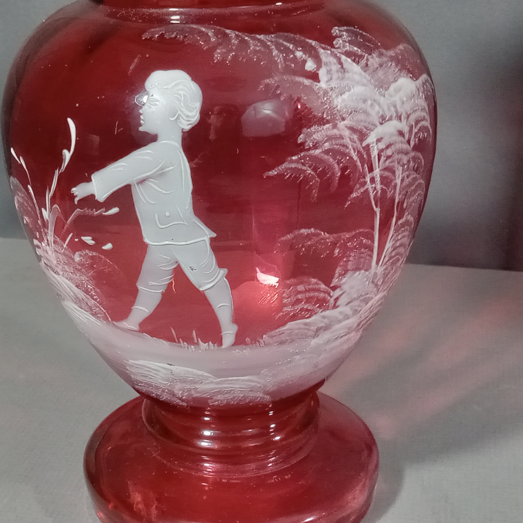 Victorian Mary Gregory Hand Blown Glass Vases - image 3 of 17