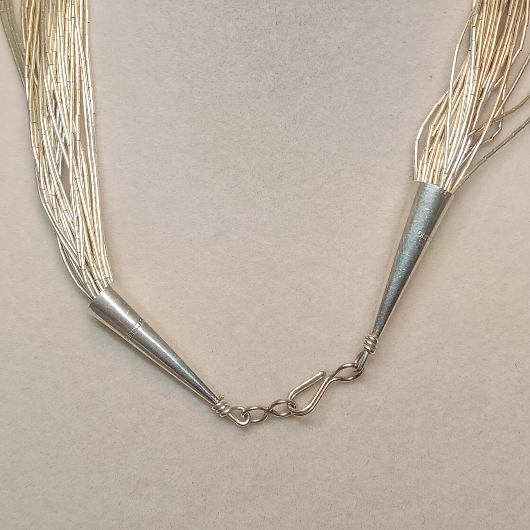 Liquid Silver Beaded Necklace (30+dwt) - image 5 of 8