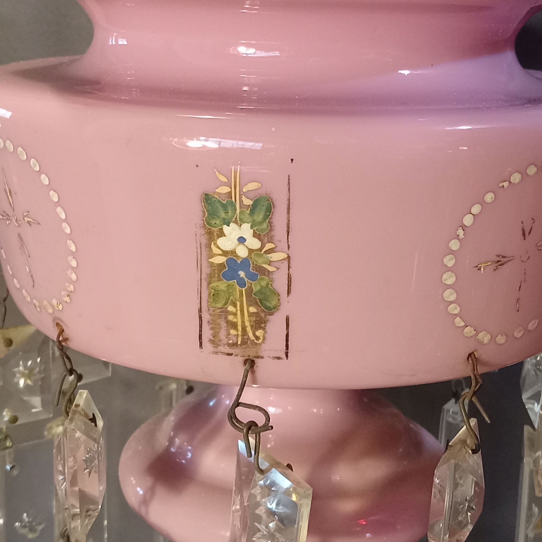 Antique Red & Pink Glass Lustres - image 12 of 19