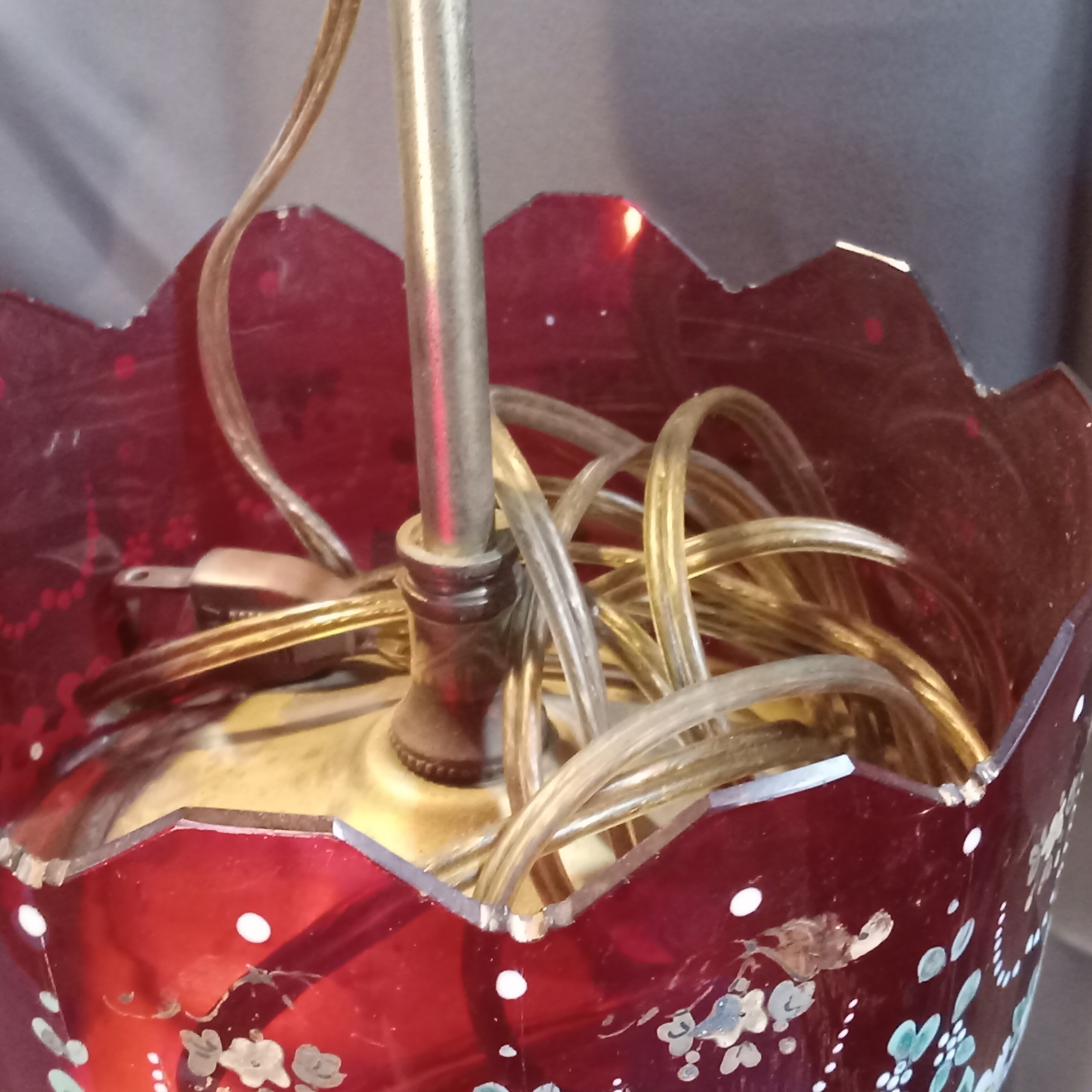 Antique Red & Pink Glass Lustres - image 8 of 19