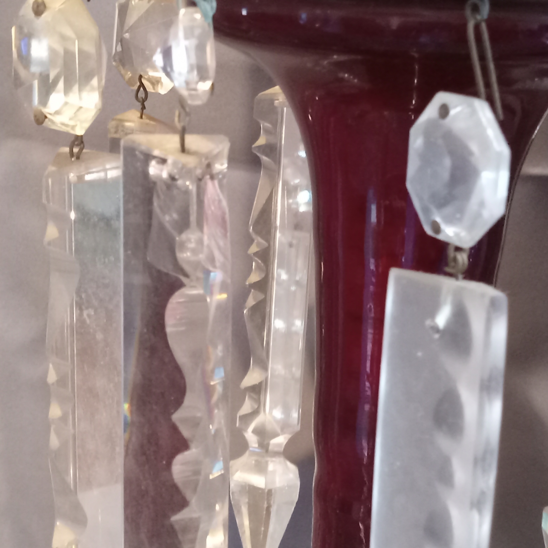Antique Red & Pink Glass Lustres - image 9 of 19