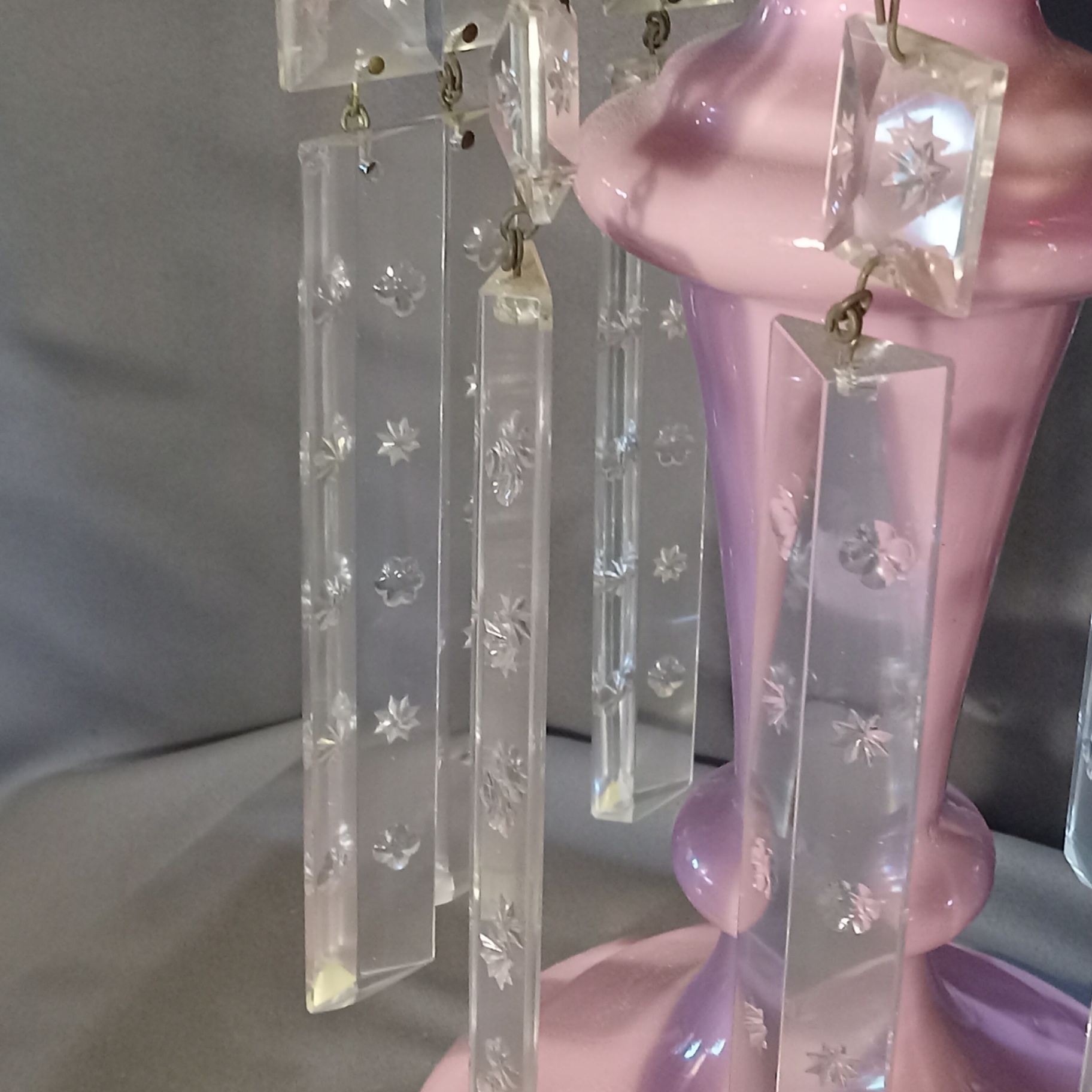 Antique Red & Pink Glass Lustres - image 13 of 19