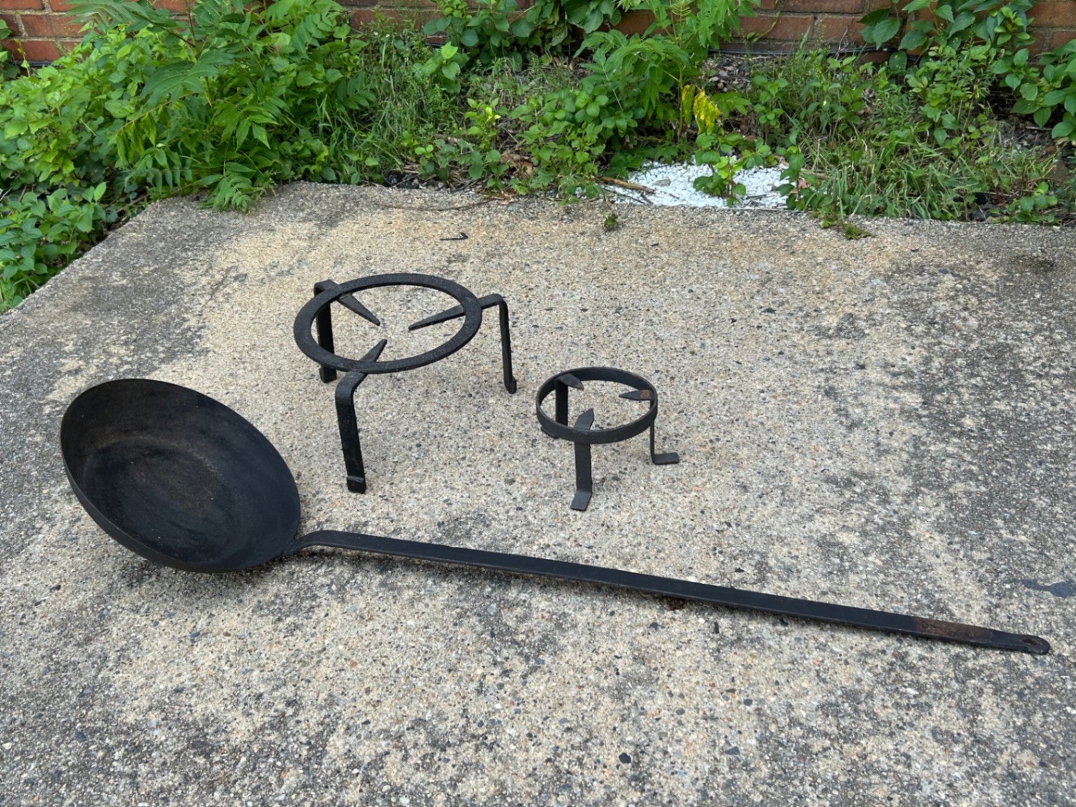 Antique French Cast Iron Skillet and Pot Stands  - image 1 of 7
