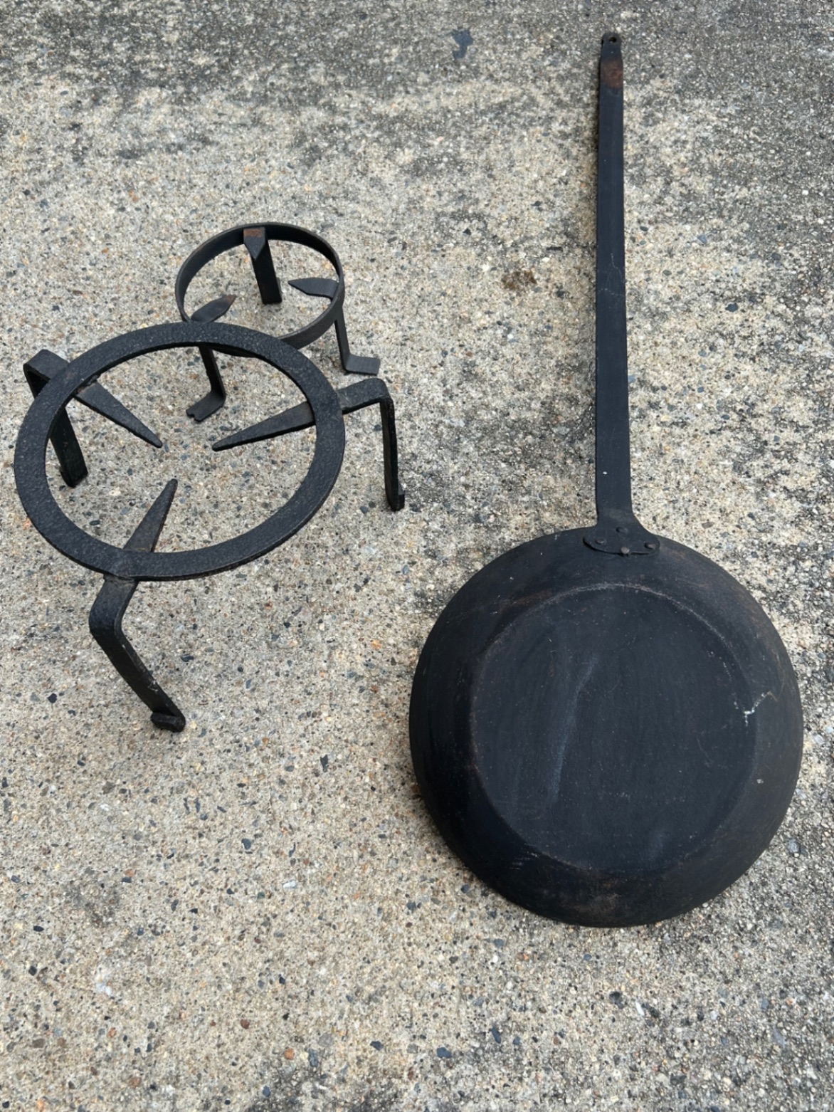 Antique French Cast Iron Skillet and Pot Stands  - image 6 of 7