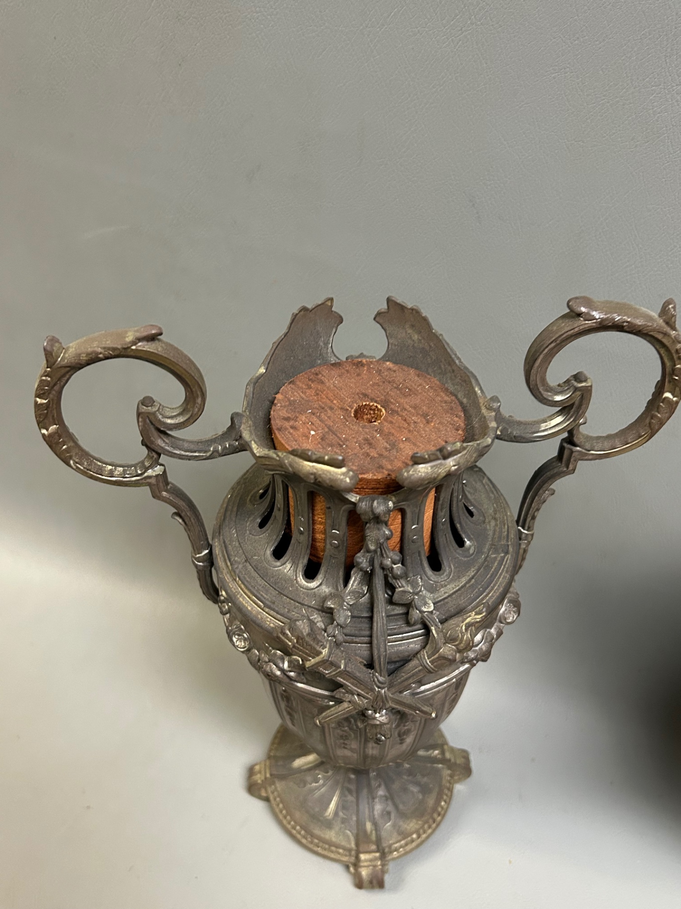 Antique French Spelter Ewers  - image 4 of 5