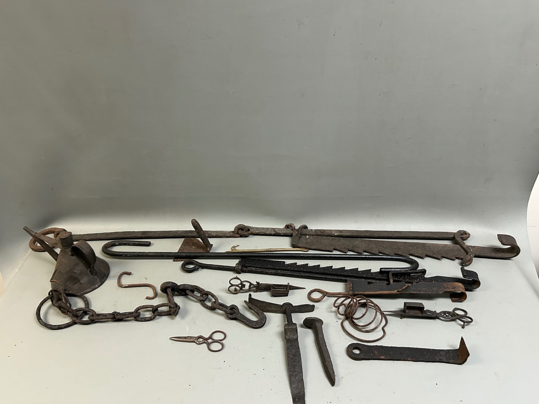 Antique Cast Iron-Steel Farm and Utility Items  - image 1 of 6