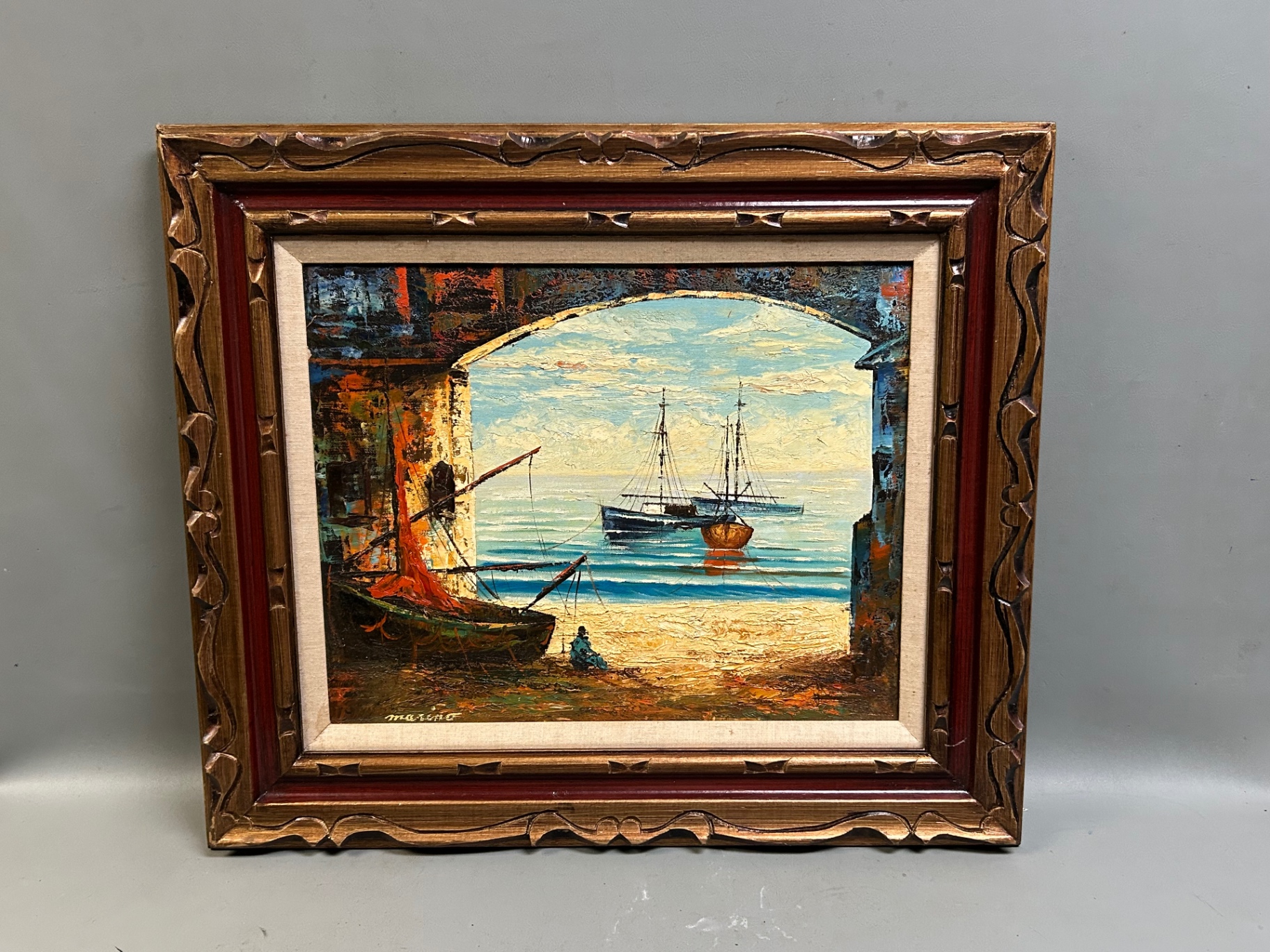 Seascape Textured Oil on Canvas Signed   - image 1 of 4