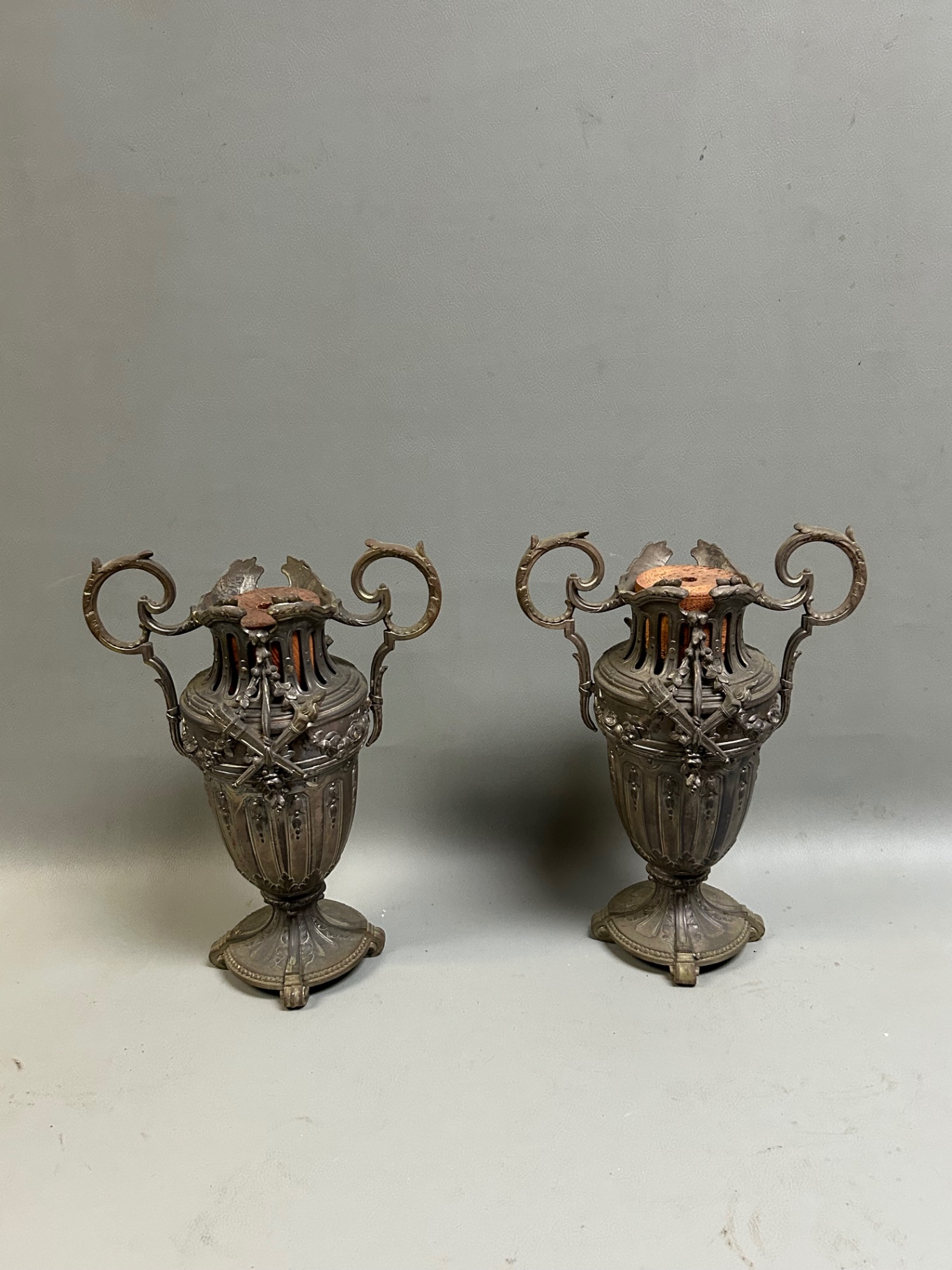 Antique French Spelter Ewers  - image 1 of 5