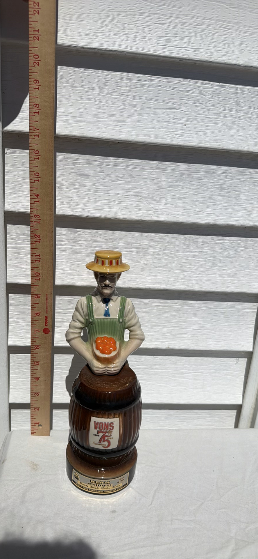 Vintage 1981 Beam Bourbon Whiskey Vons 75th Anniversary Ceramic Decanter - image 2 of 9
