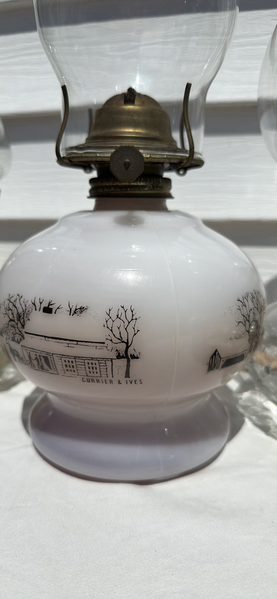 Five Vintage Glass Oil Lamps, Four Chimneys and Lamp Oil Bottle - image 13 of 21