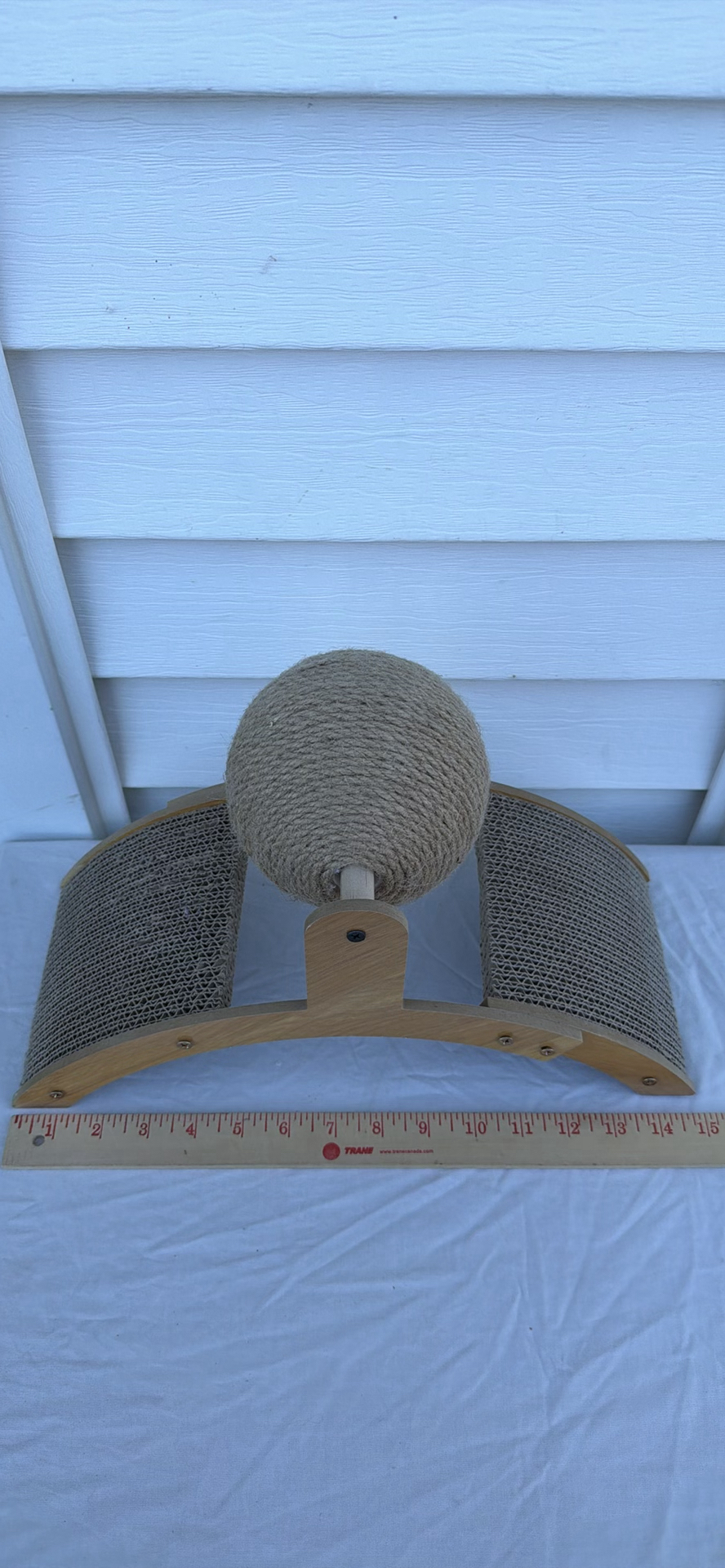 Wooden Cat Scratcher with Cardboard Panels and Rope Ball - image 1 of 7