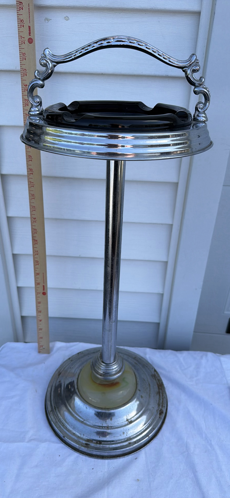 Pedestal Standing Ashtray with Glass Insert - image 2 of 5