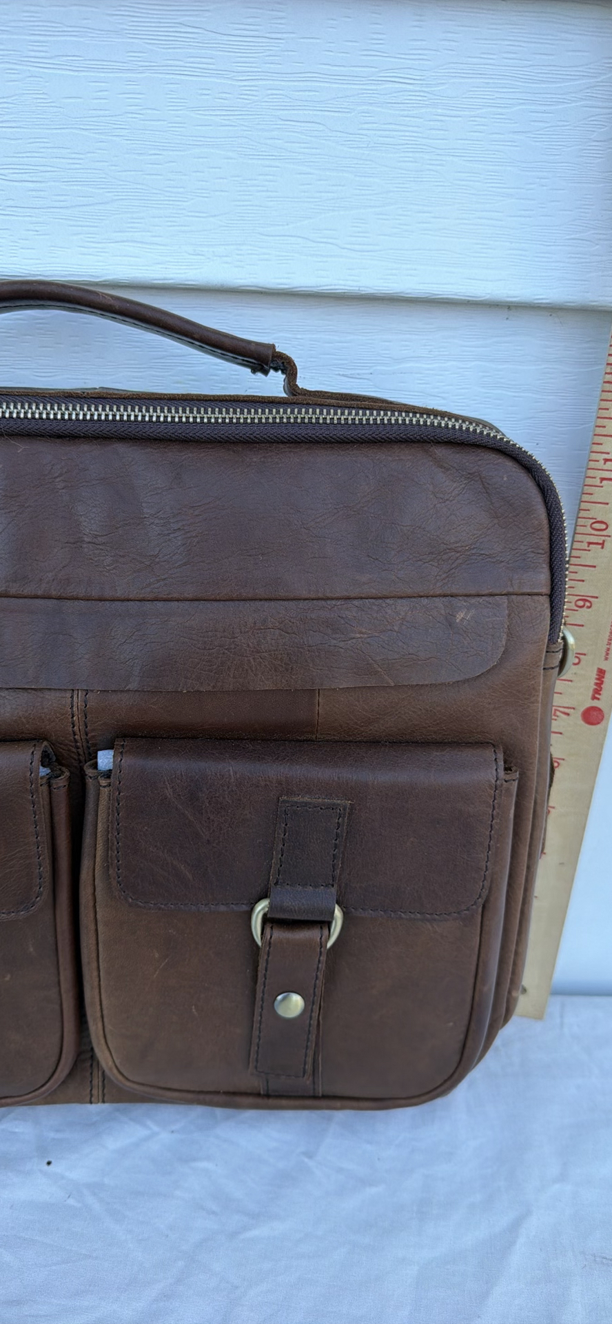 Brown Soft Leather Briefcase - image 3 of 16