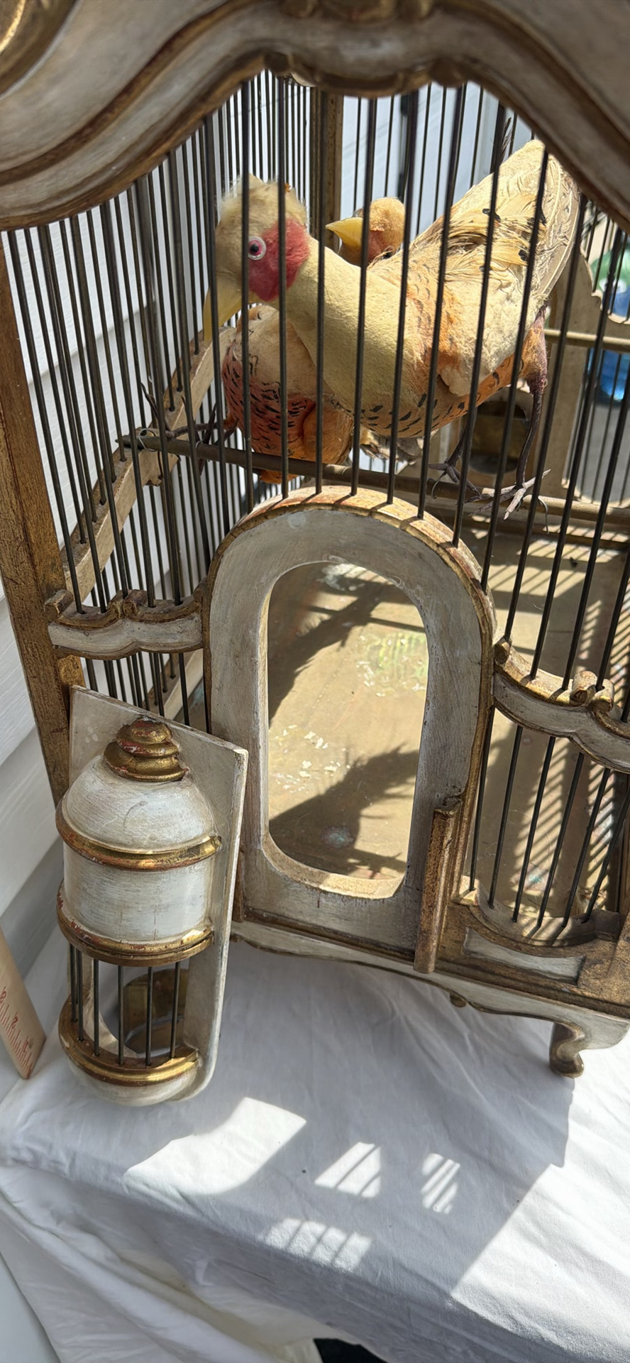 Ornate Vintage Wooden and Metal Birdcage with Decorative Birds - image 12 of 17