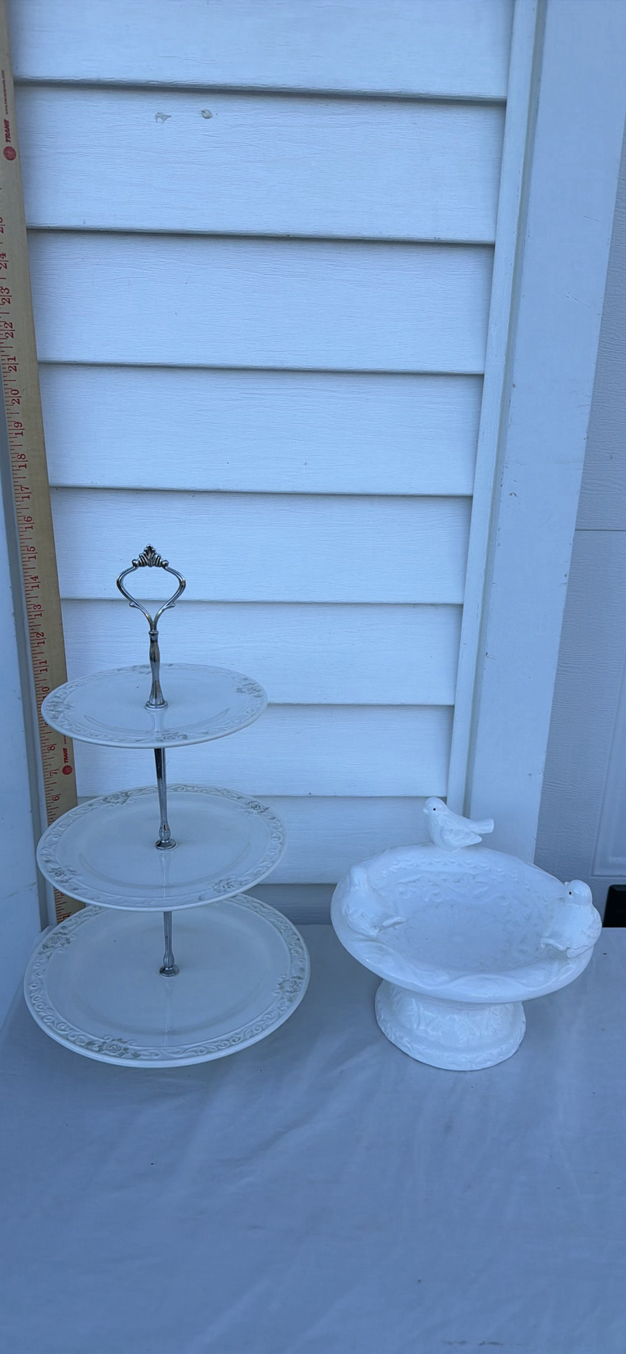 Bombay Three-Tier Serving Stand and Bird-Decorated Pedestal Bowl - image 1 of 9