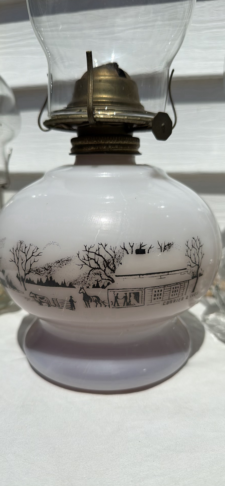 Five Vintage Glass Oil Lamps, Four Chimneys and Lamp Oil Bottle - image 12 of 21