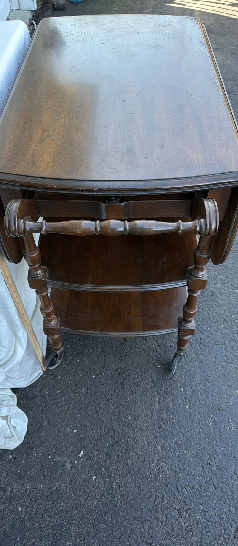 Vintage Pennsylvania House Wooden Drop-Leaf Serving Cart with Wheels - image 4 of 18