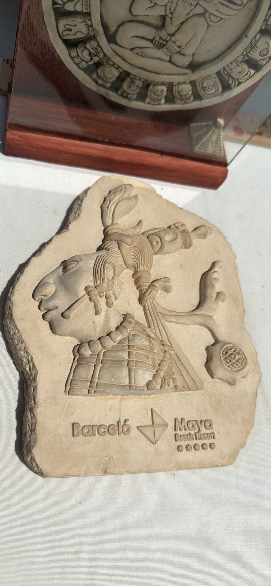 Mayan Stone Relief Plaque and Framed Mayan Calendar Carving - image 4 of 8