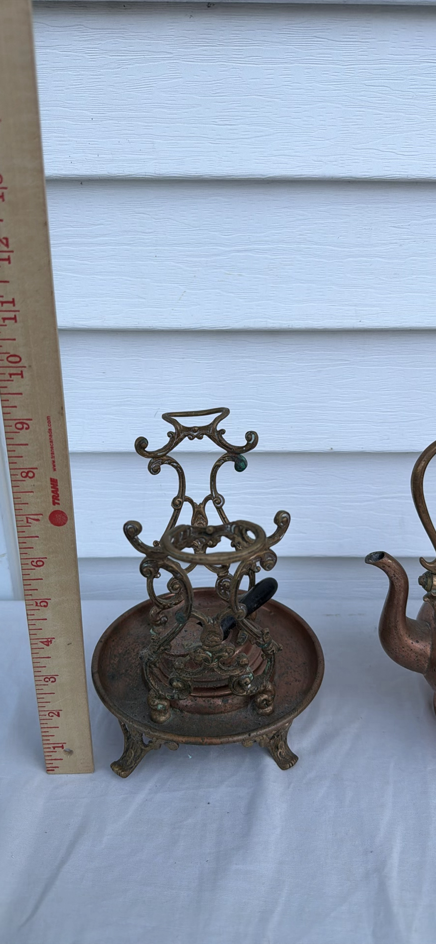 Antique Copper Teapot On Stand With Burner 1892 Patent S&Co. - image 6 of 23