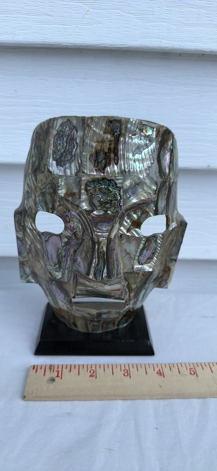 Abalone Shell Mosaic Mask Sculpture - image 2 of 7