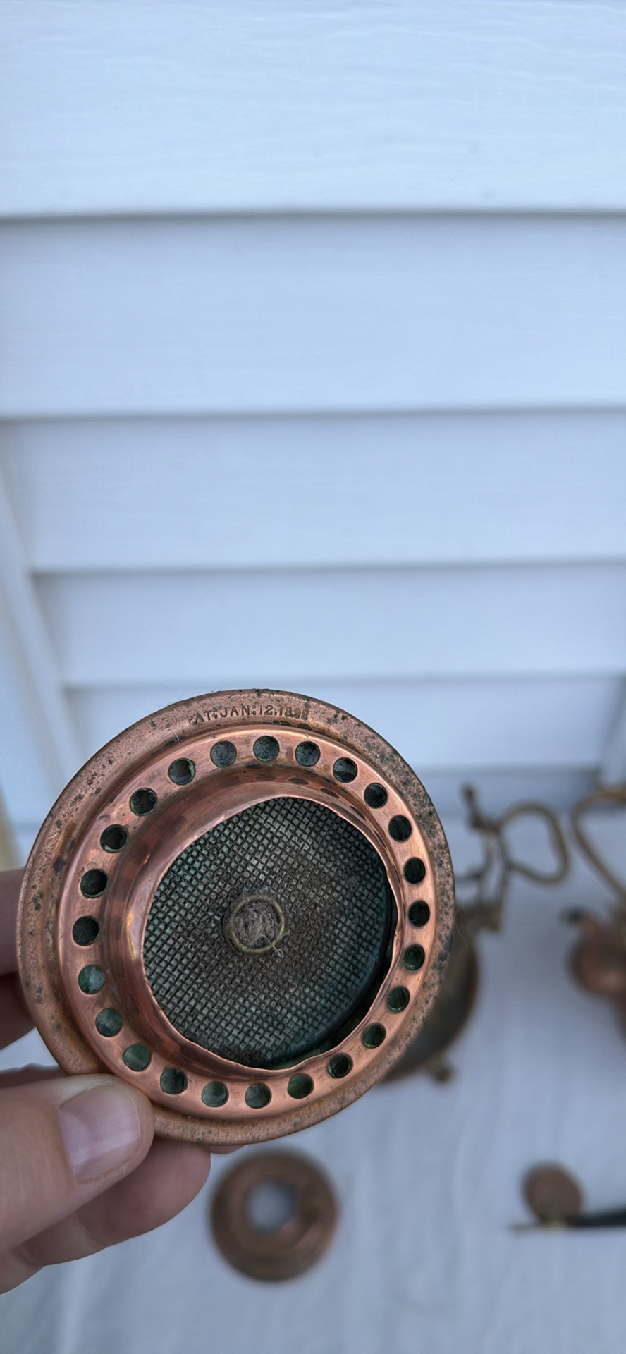 Antique Copper Teapot On Stand With Burner 1892 Patent S&Co. - image 15 of 23
