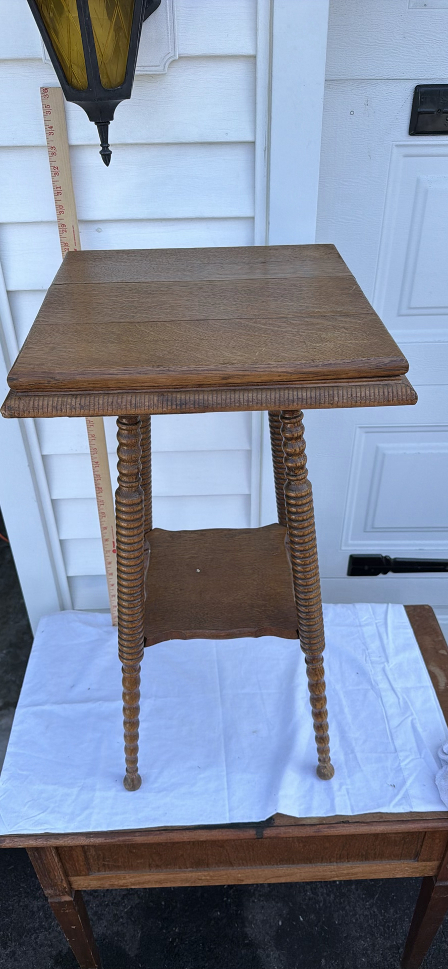 Vintage Wooden Side Table with Turned Legs and Lower Shelf - image 1 of 4