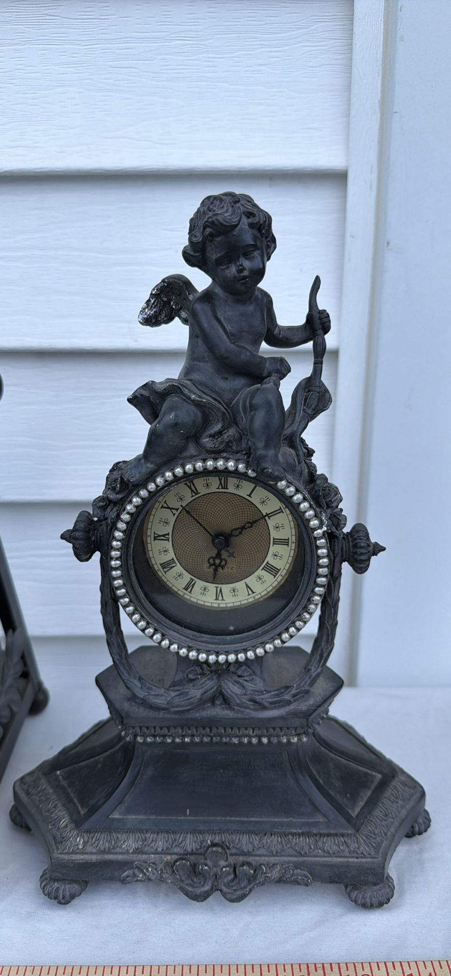 Decorative Metal Lantern and Ornate Cherub Clock - image 4 of 10