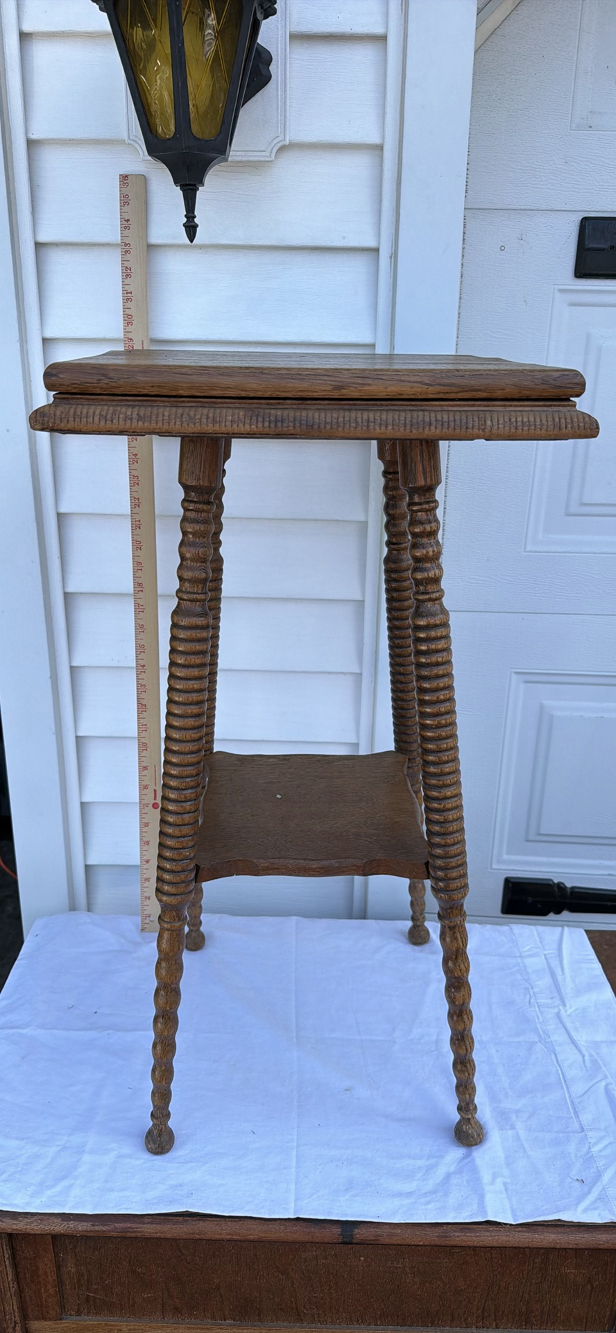 Vintage Wooden Side Table with Turned Legs and Lower Shelf - image 2 of 4