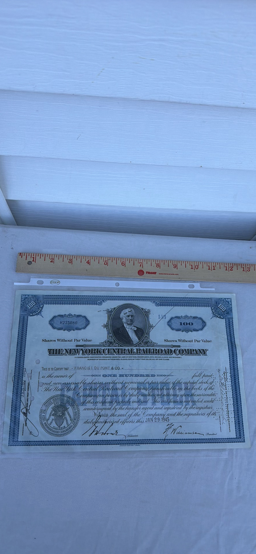 Vintage New York Central Railroad Company Stock Certificate and Transfer Document - image 2 of 7