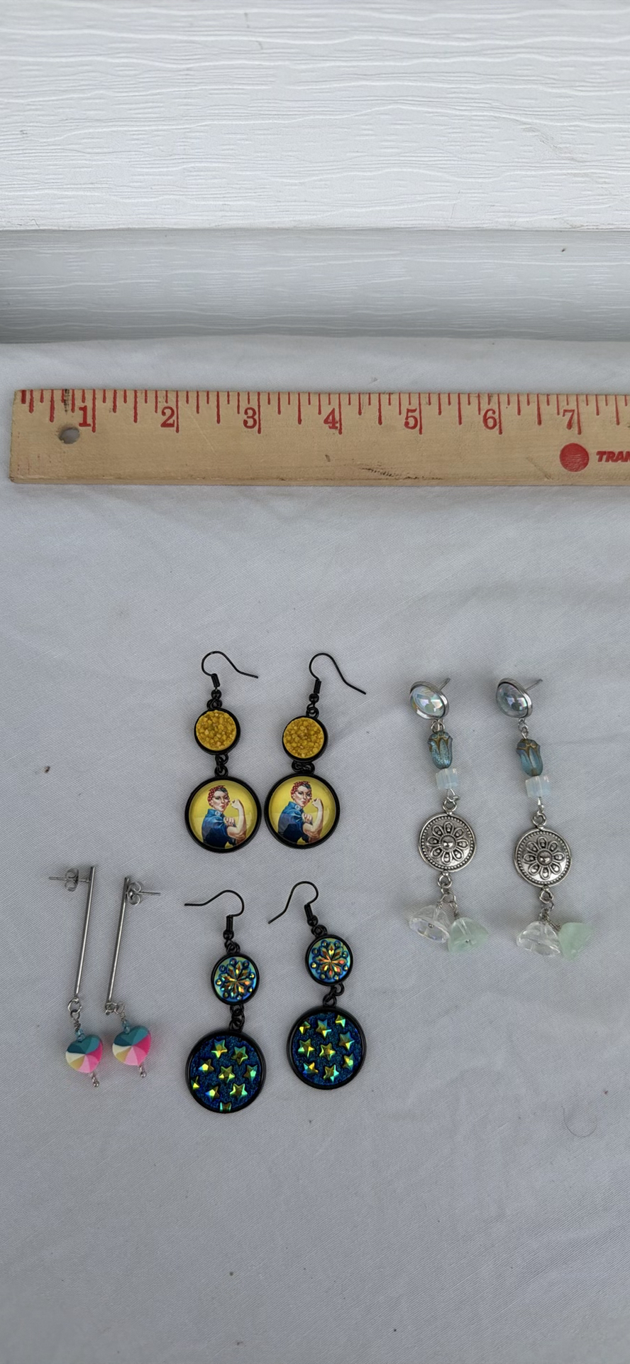 Four Pairs of Handmade Costume Dangle Earrings - image 1 of 5