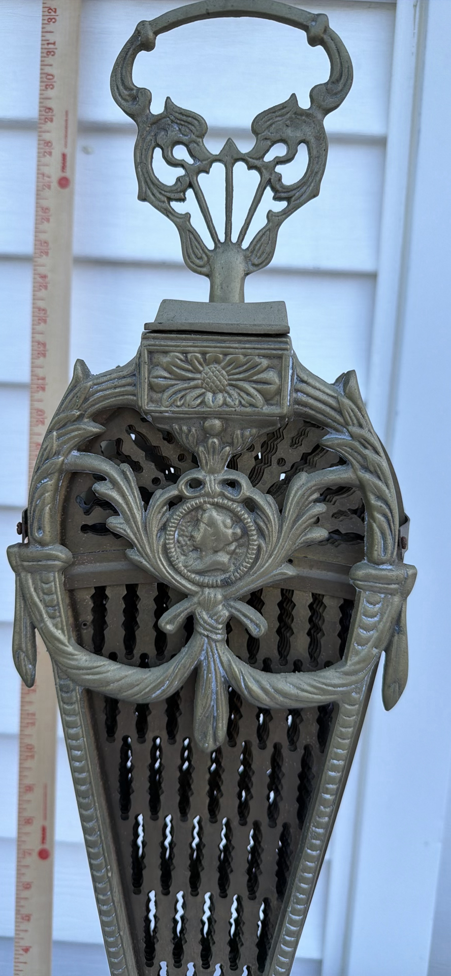 Ornate Antique Metal Folding Fireplace Fan Screen - image 5 of 6